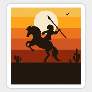 Native Warrior - Retro Vintage Sunset Sky American West Sticker